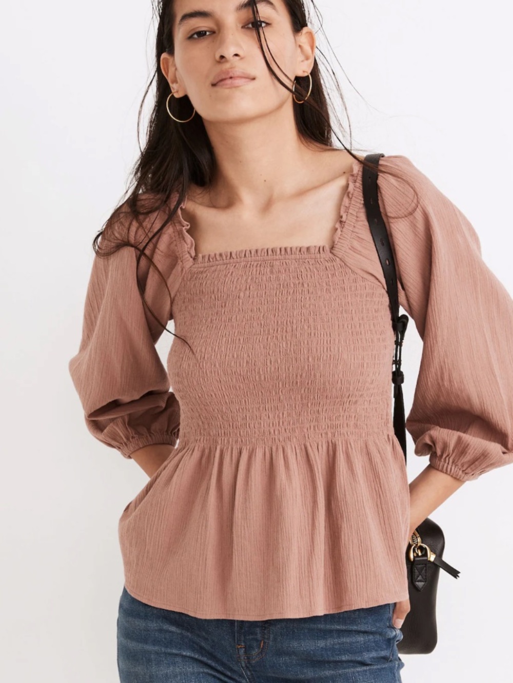 Madewell | Lucie Smocked Peplum Top | 0